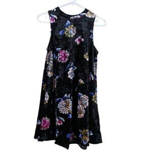 Heart Soul Crushed Velvet Dark Floral Mini Dress Medium Fairycore